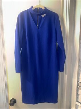 Calvin Klein Cobalt Blue Long Sleeve Shift Dress